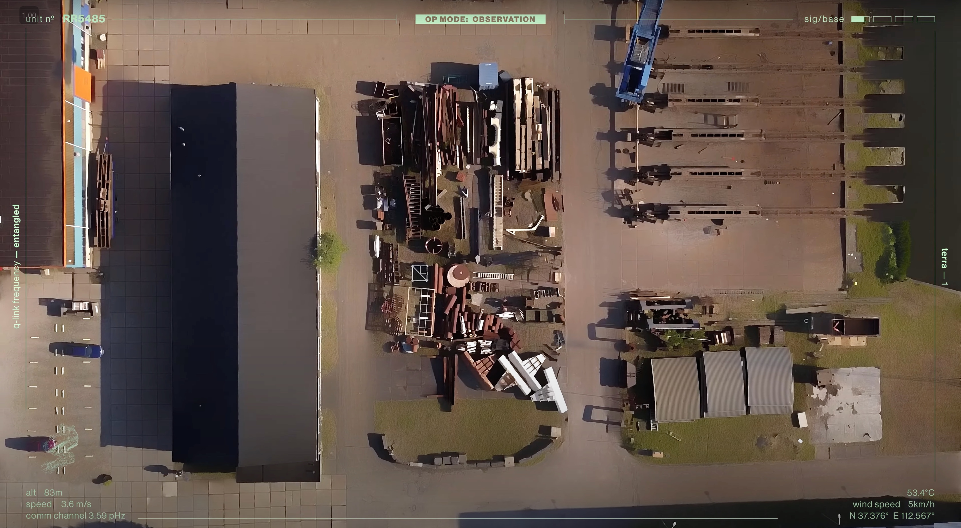Aerial view of brown urban terrain